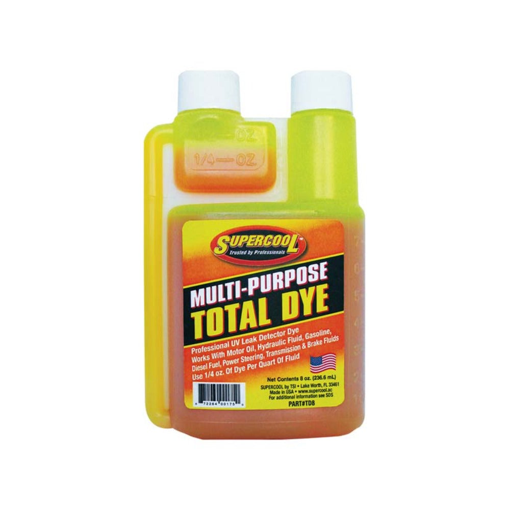 Supercool Automotive Integrated Fluorescent Dye 8oz TD8 USA Integrated Multipurpose UV Fluorescent Fluorescent 