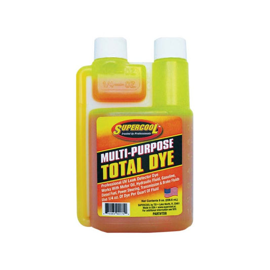 Supercool Automotive Integrated Fluorescent Dye 8oz TD8 USA Integrated Multipurpose UV Fluorescent Fluorescent 